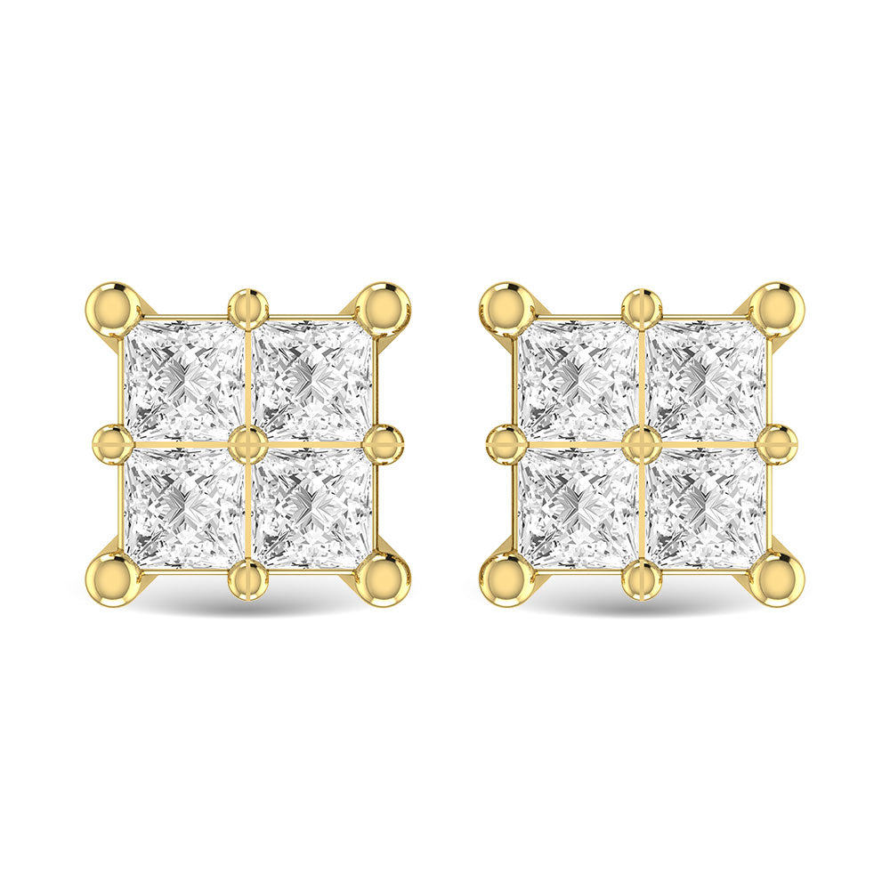 Diamond 3/4 Ct.Tw. Princess Cut Fashion Earrings in 14K Yellow Gold