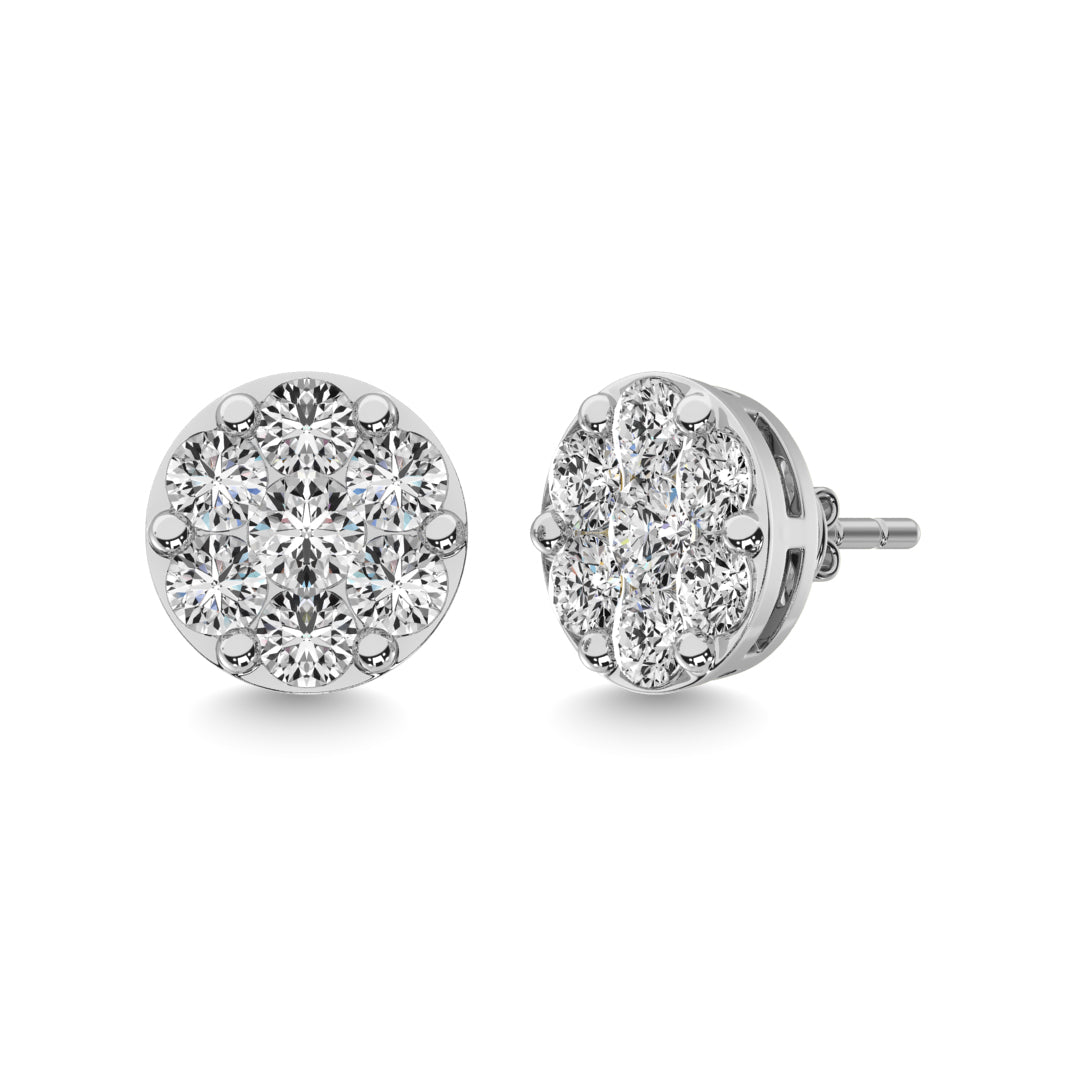 Diamond 1 1/2 ct tw Round Earrings in 14K White Gold