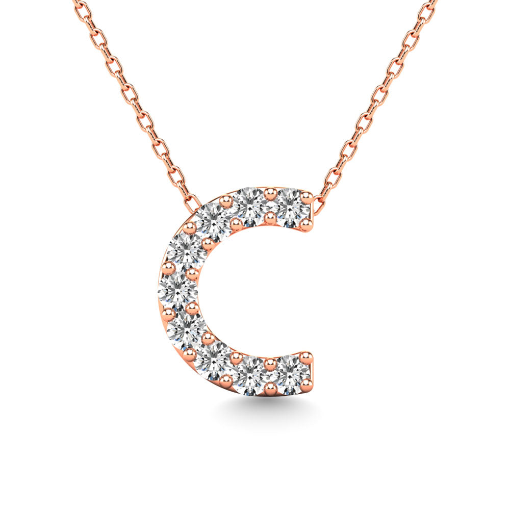 Diamond 1/10 Ct.Tw. Letter C Pendant in 14K Rose Gold""