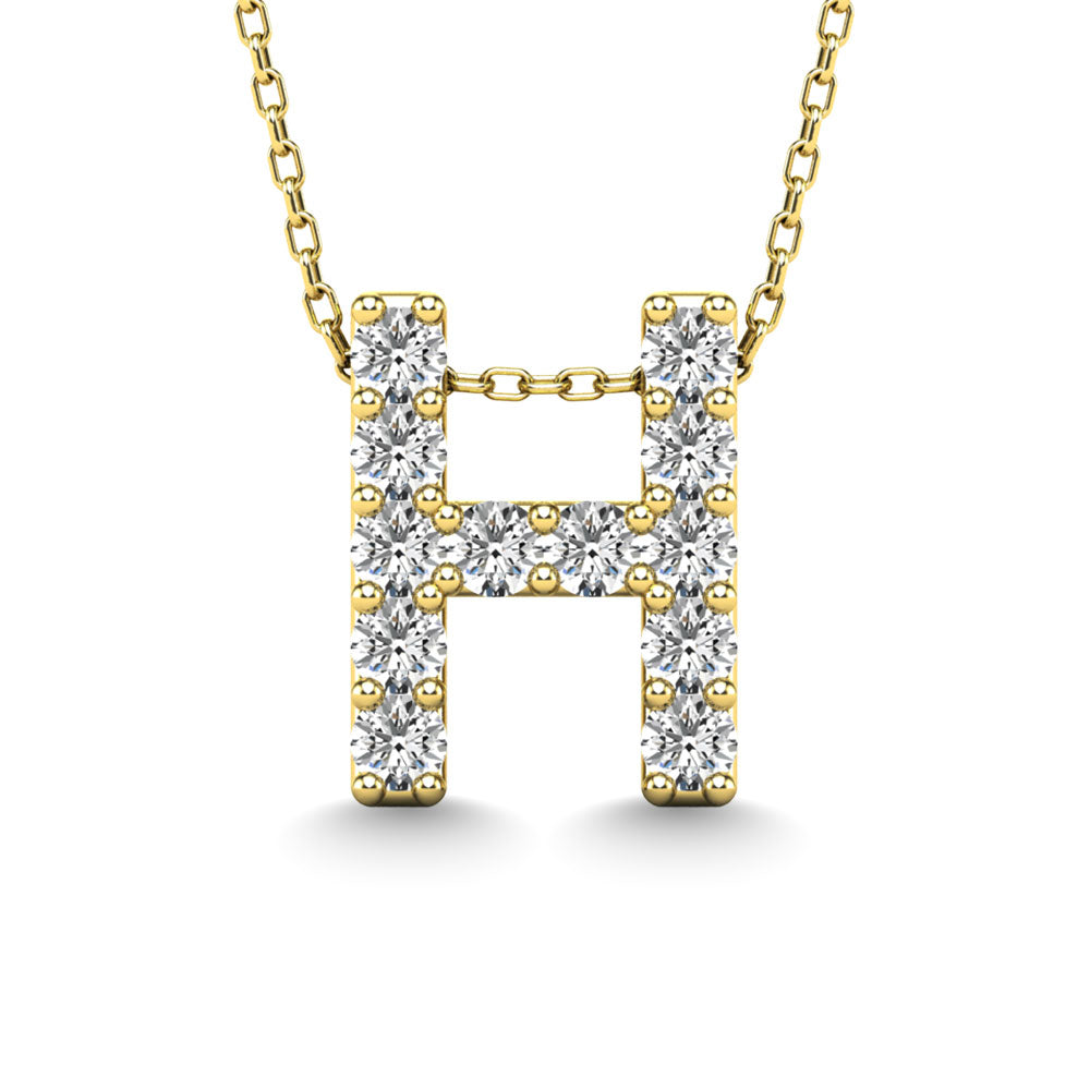 Diamond 1/8 Ct.Tw. Letter H Pendant in 14K Yellow Gold""