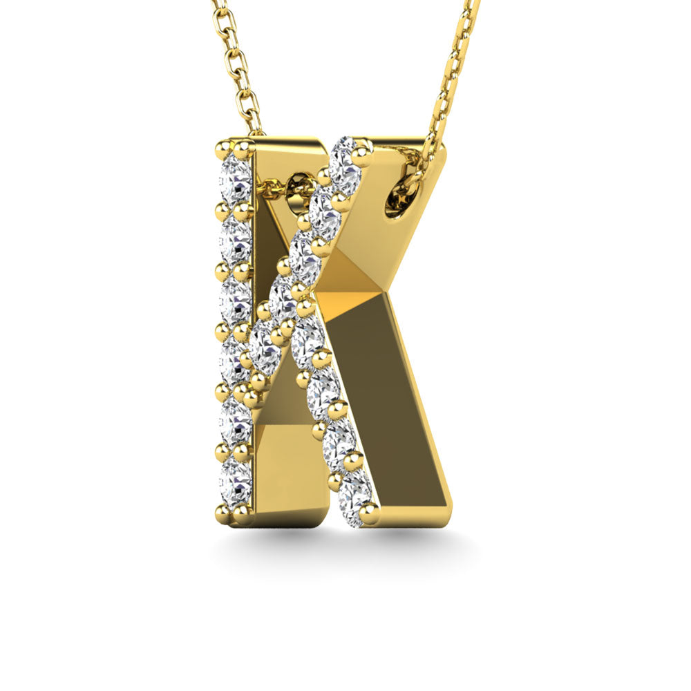 Diamond 1/8 Ct.Tw. Letter K Pendant in 14K Yellow Gold""