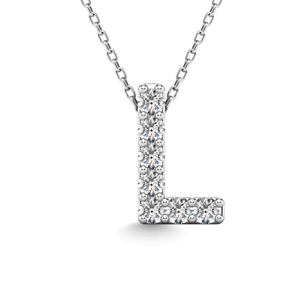 Diamond 1/20 Ct.Tw. Letter L Pendant in 14K White Gold""