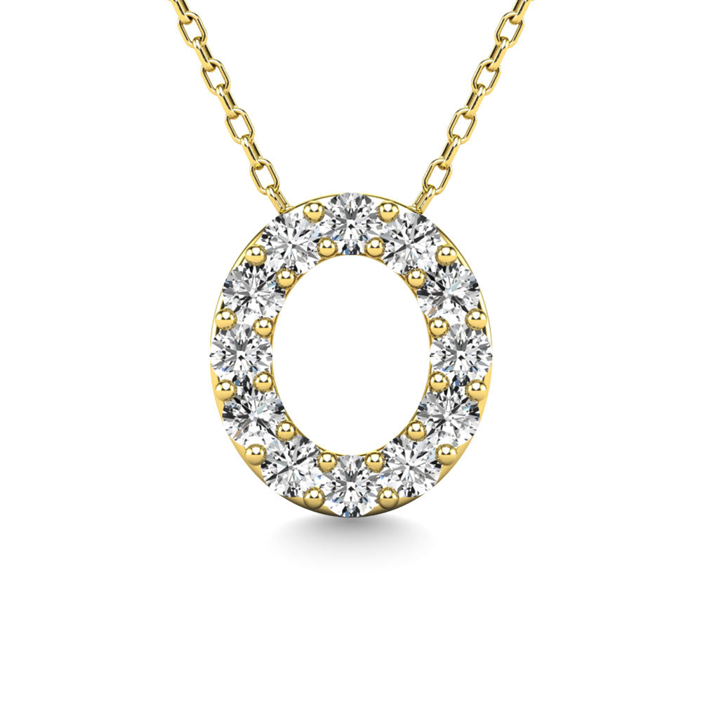 Diamond 1/8 Ct.Tw. Letter O Pendant in 14K Yellow Gold""