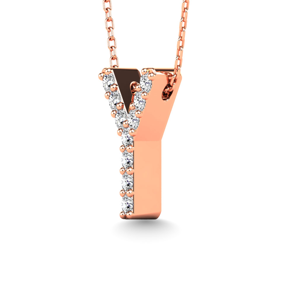 Diamond 1/10 Ct.Tw. Letter Y Pendant in 14K Rose Gold""