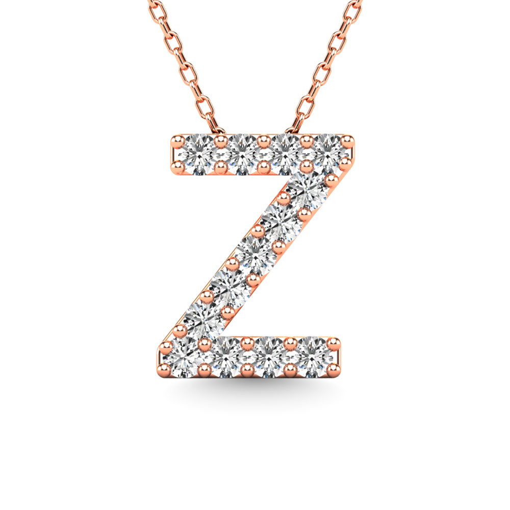 Diamond 1/8 Ct.Tw. Letter Z Pendant in 14K Rose Gold""