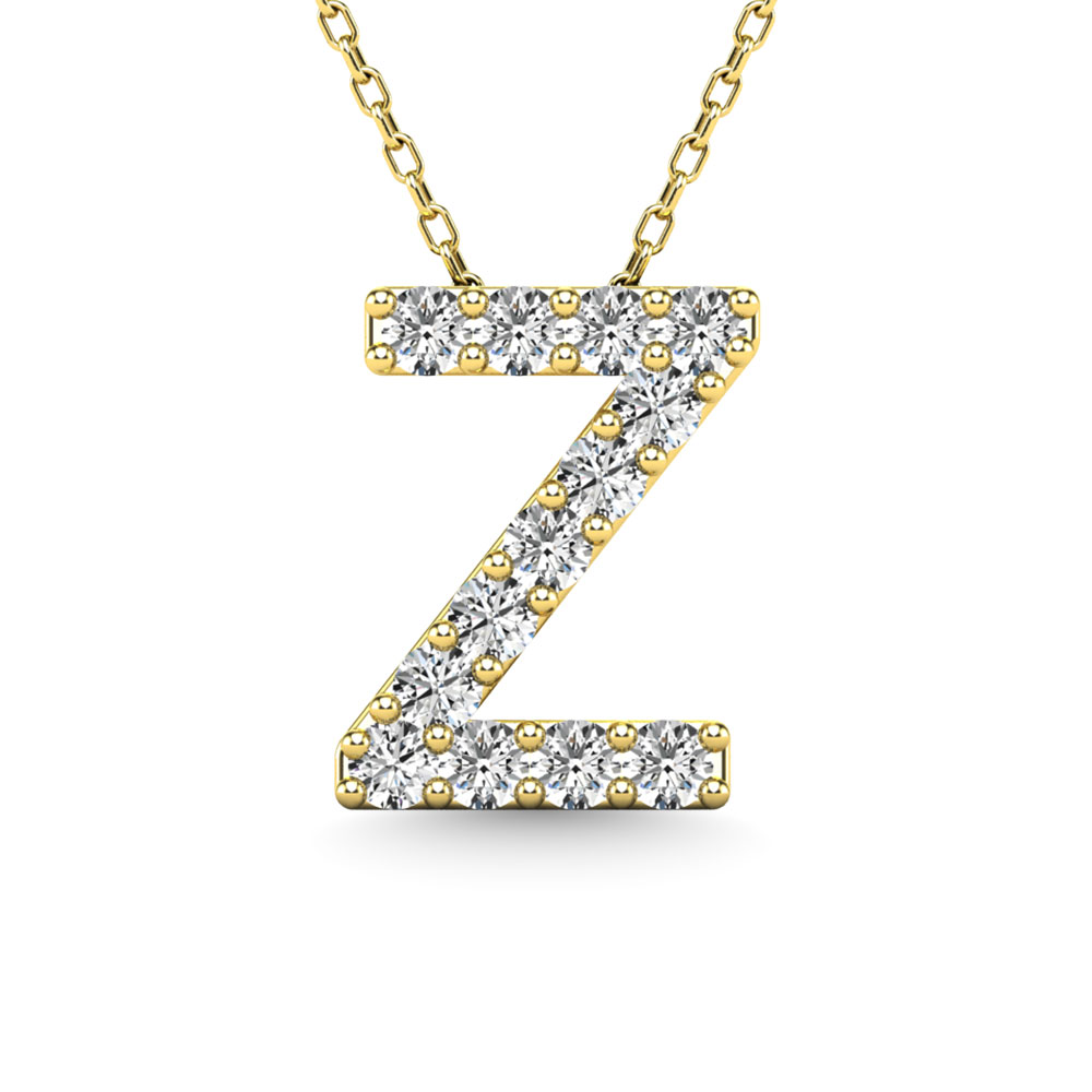 Diamond 1/8 Ct.Tw. Letter Z Pendant in 14K Yellow Gold""