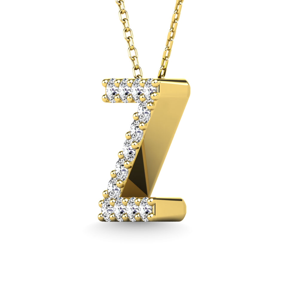 Diamond 1/8 Ct.Tw. Letter Z Pendant in 14K Yellow Gold""