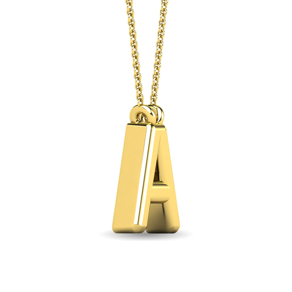 10K Yellow Gold Letter A Diamond Pendant 1/20 Ctw