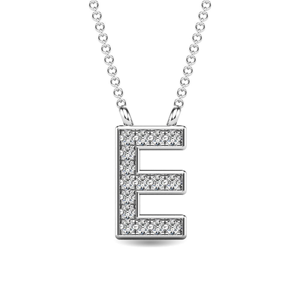 Diamond 1/20 Ct.Tw. Letter E Pendant in 10K White Gold""