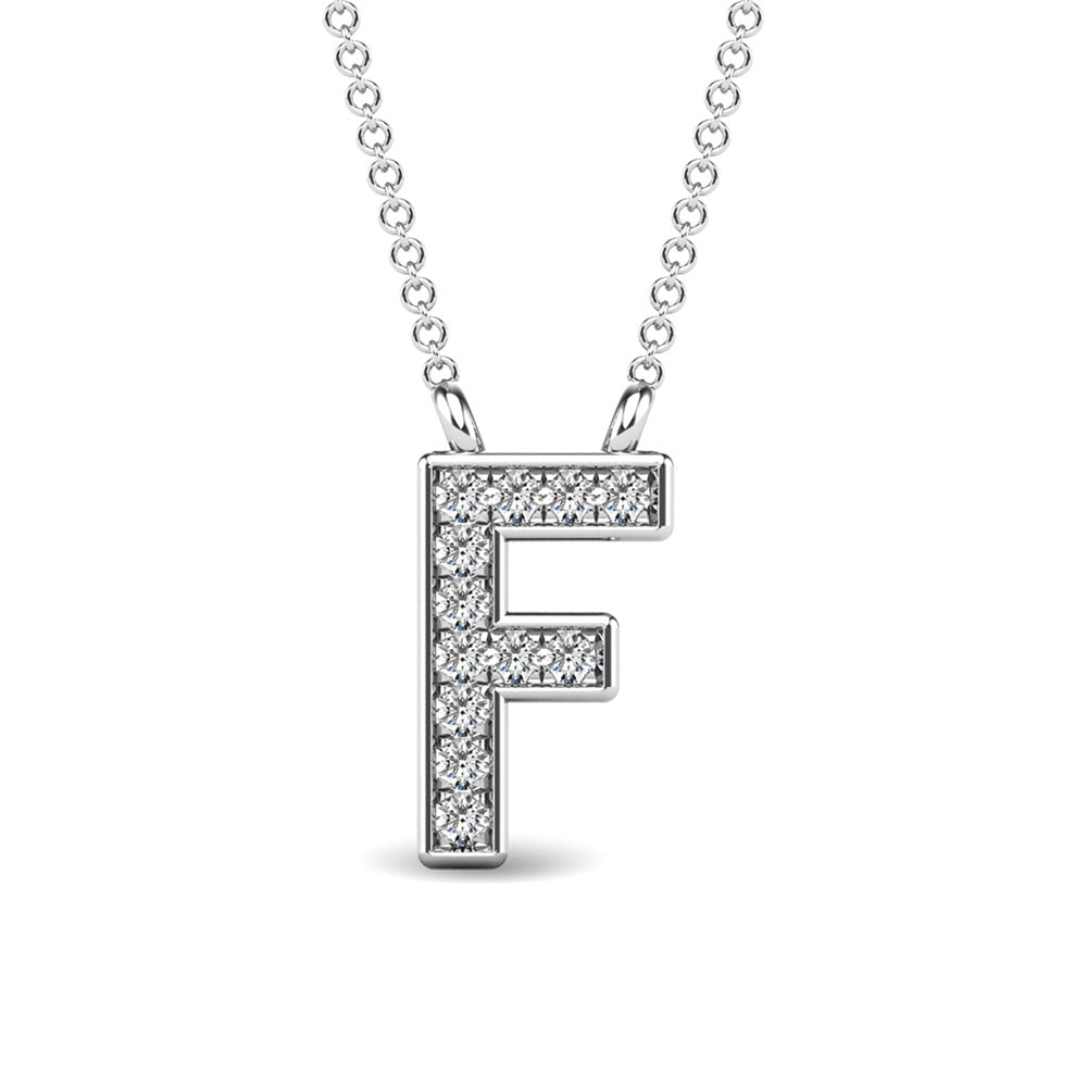 Diamond 1/20 Ct.Tw. Letter F Pendant in 10K White Gold""