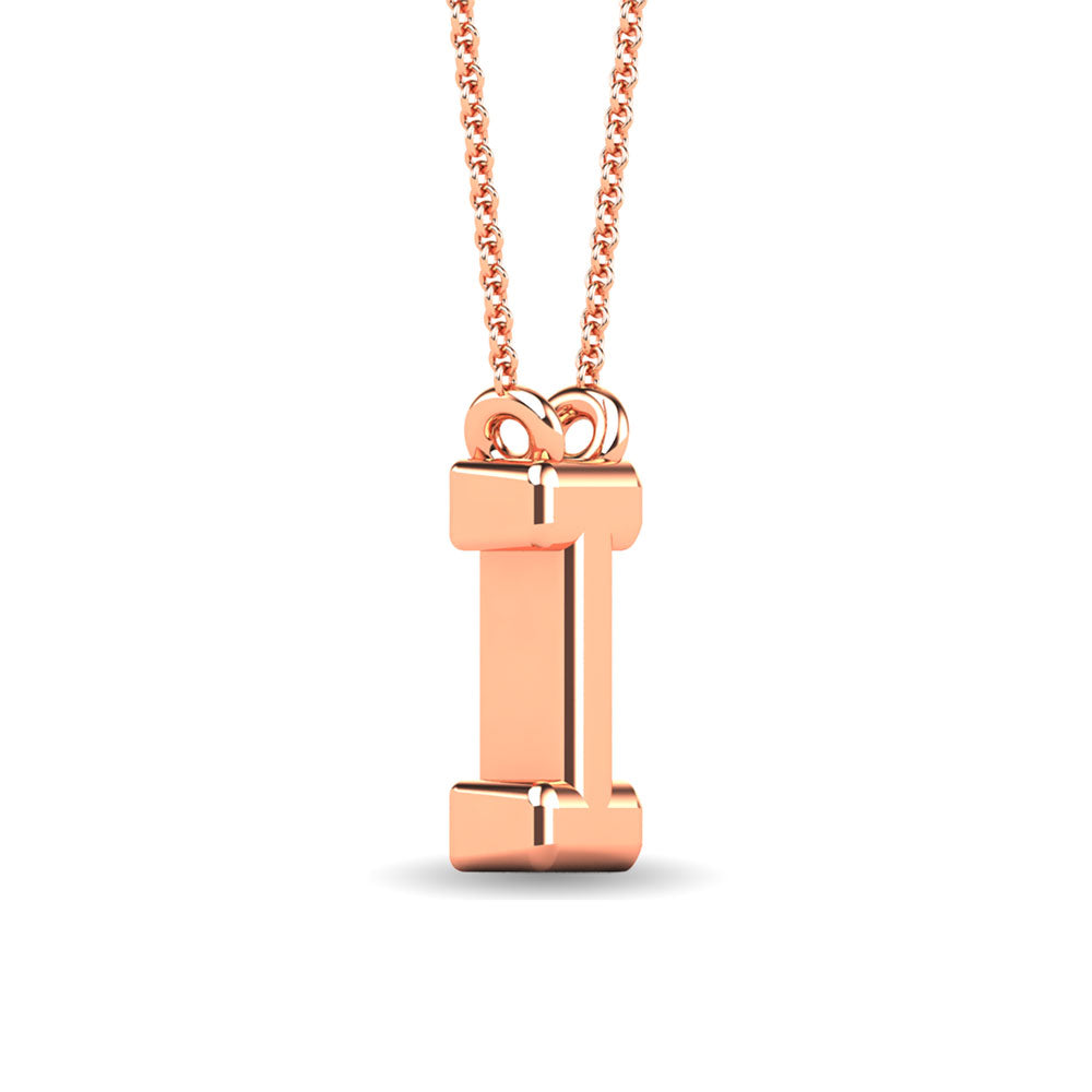 Diamond 1/20 Ct.Tw. Letter I Pendant in 10K Rose Gold""