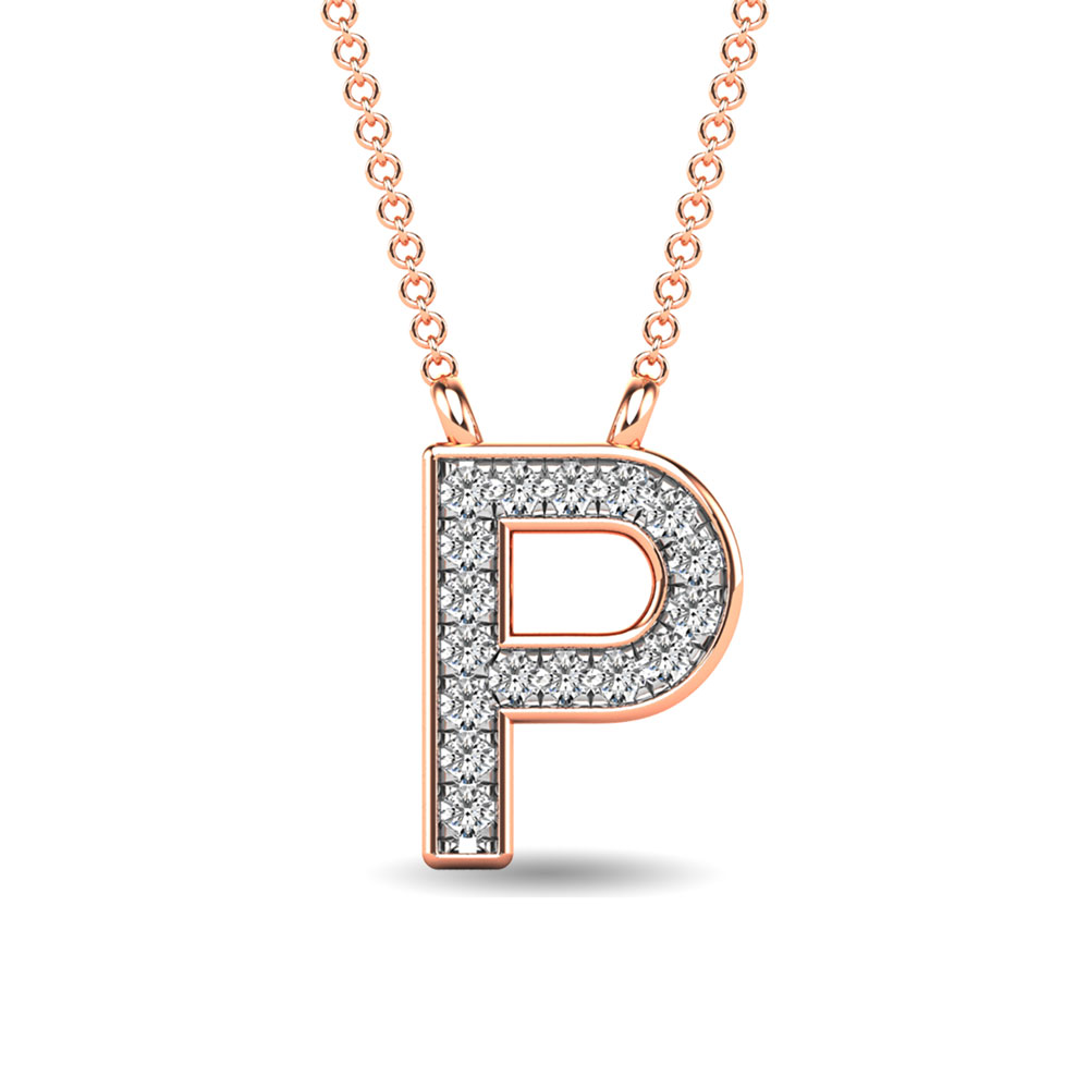 Diamond 1/20 Ct.Tw. Letter P Pendant in 10K Rose Gold""