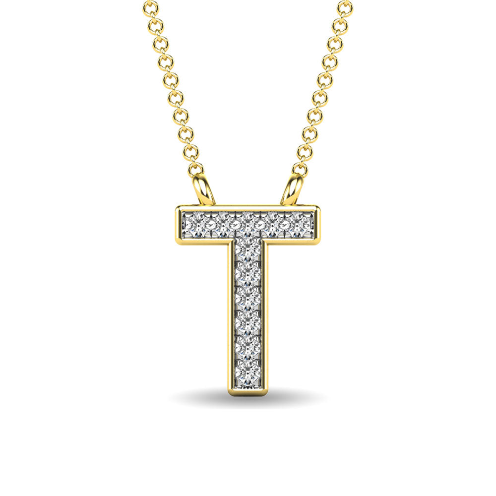 Diamond 1/20 Ct.Tw. Letter T Pendant in 10K Yellow Gold""