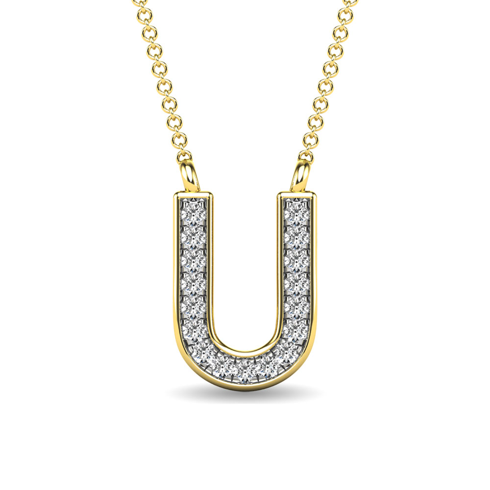 Diamond 1/20 Ct.Tw. Letter U Pendant in 10K Yellow Gold""