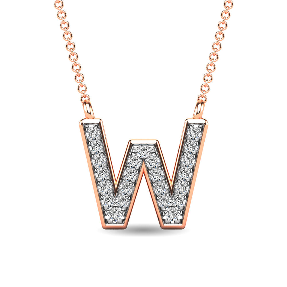 Diamond 1/20 Ct.Tw. Letter W Pendant in 10K Rose Gold""