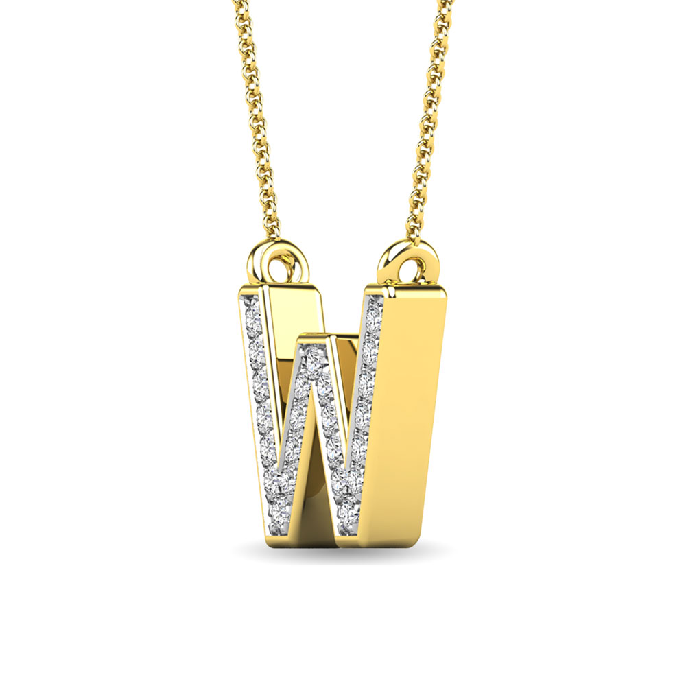Diamond 1/20 Ct.Tw. Letter W Pendant in 10K Yellow Gold""