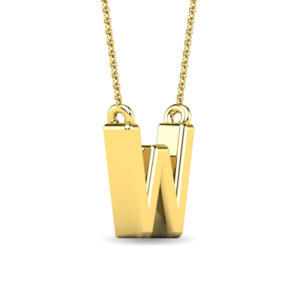 Diamond 1/20 Ct.Tw. Letter W Pendant in 10K Yellow Gold""