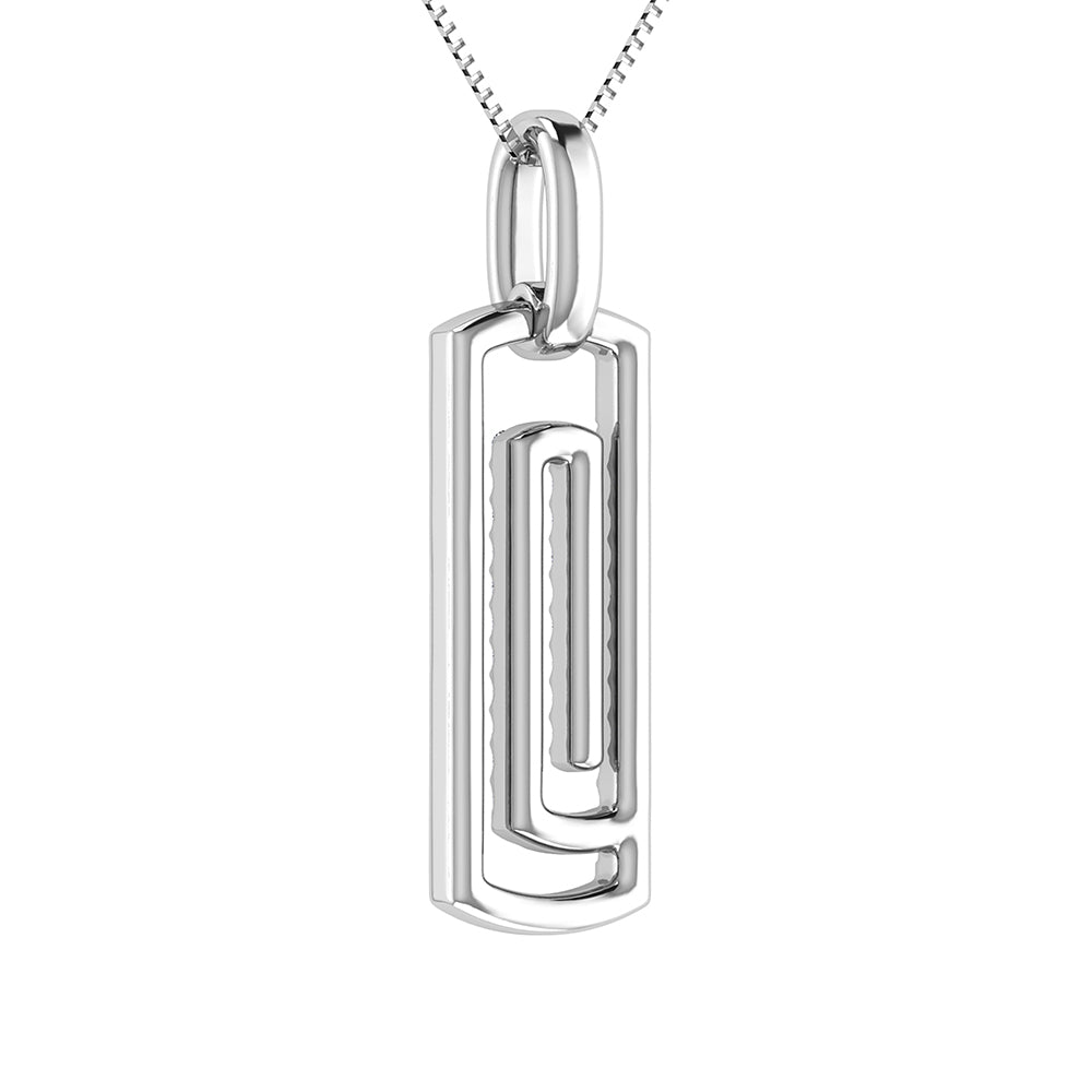 10K White Gold 1/6 Ct.Tw. Round Diamond Paper Clip Pendant