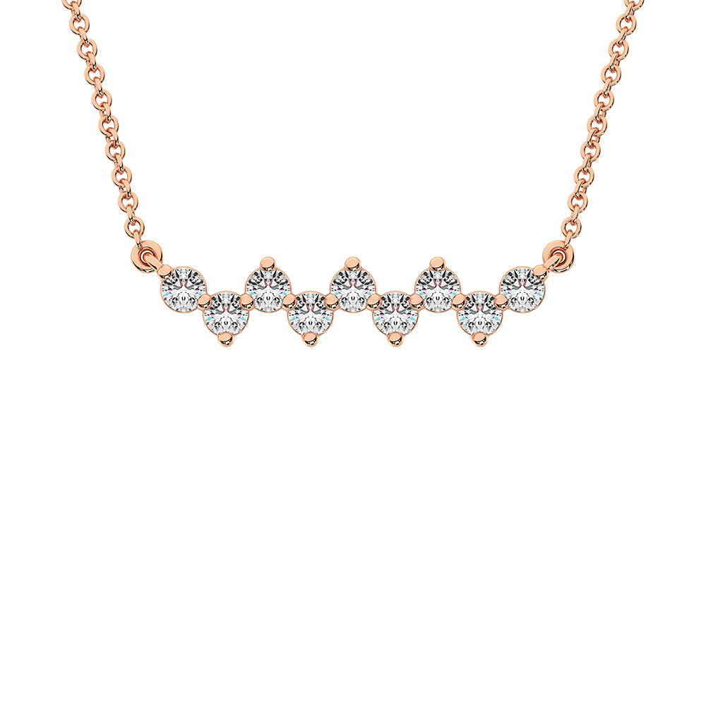 10K Rose Gold 1/4 Ct.Tw. Diamond Round Fashion Necklace