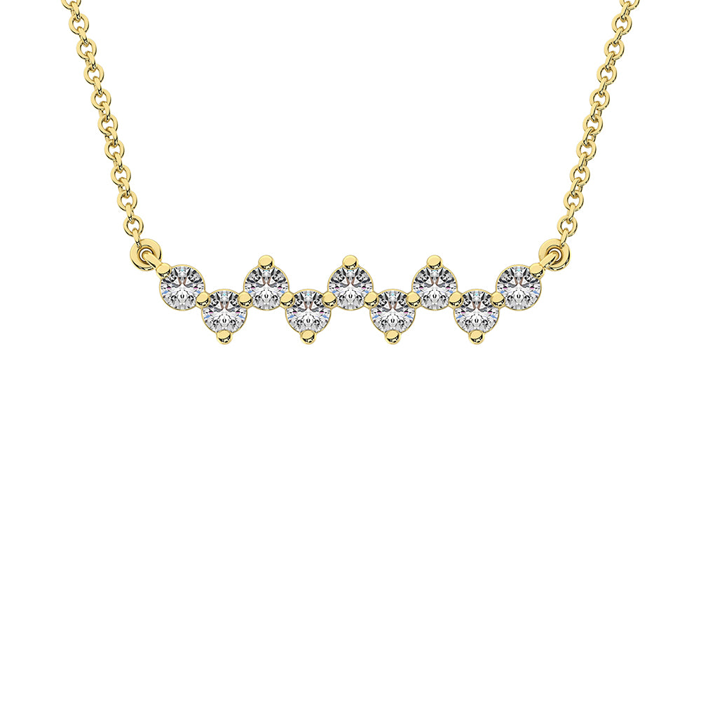 10K Yellow Gold 1/4 Ct.Tw. Diamond Round Fashion Necklace