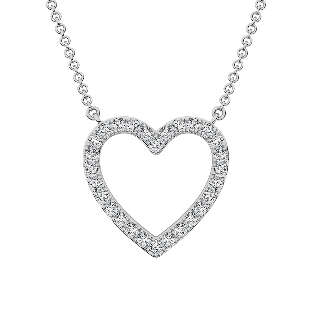 10K White Gold 1/2 Ct.Tw. Diamond Heart Necklace