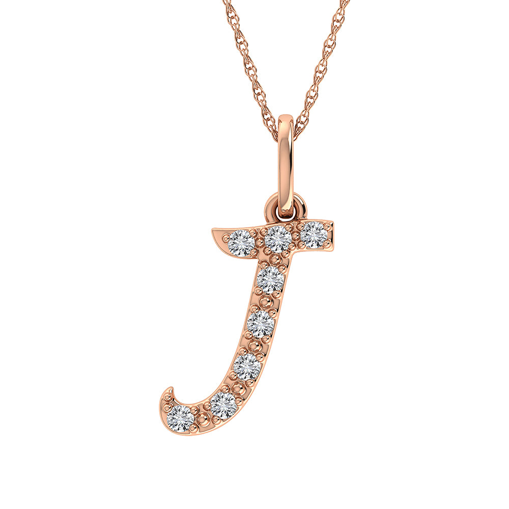 Diamond 1/8 Ct.Tw. Letter J Pendant in 10K Rose Gold