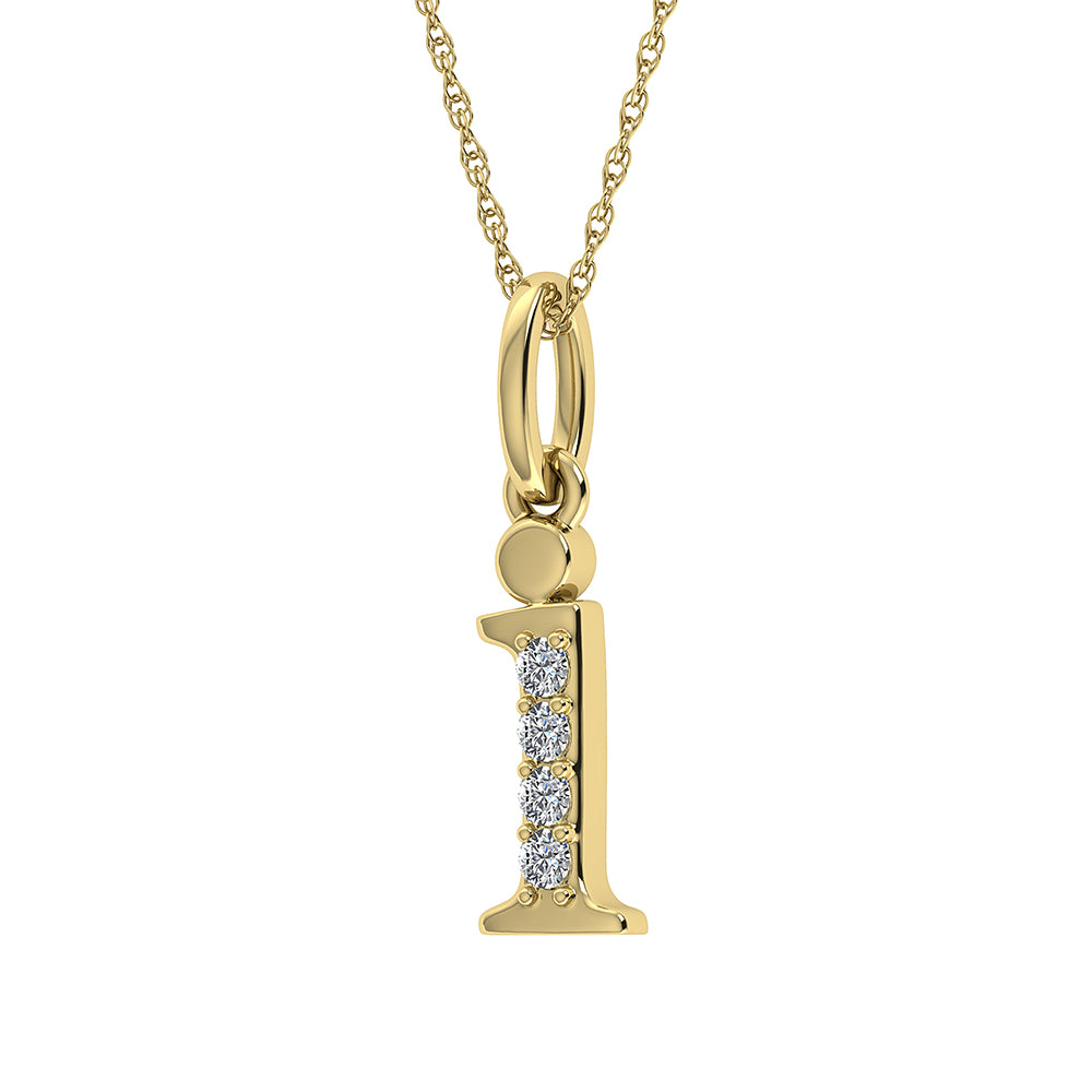 Diamond 1/20 Ct.Tw. Letter I Pendant in 10K Yellow Gold