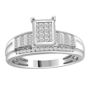 LADIES RING 1/2 CT ROUND/PRINCESS/BAGUETTE DIAMOND 10K WHITE GOLD