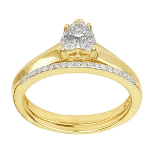 LADIES BRIDAL RING SET 1/3 CT ROUND DIAMOND 10K ROSE GOLD