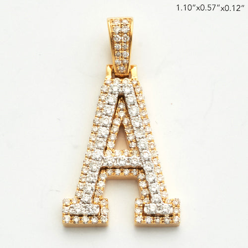 10KY 0.85CTW DIAMOND 3D TWO TONE LETTER PENDANT