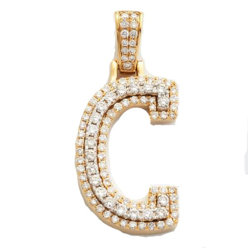 10KY 0.70CTW DIAMOND INITIAL 3D TWO TONE LETTER PENDANT