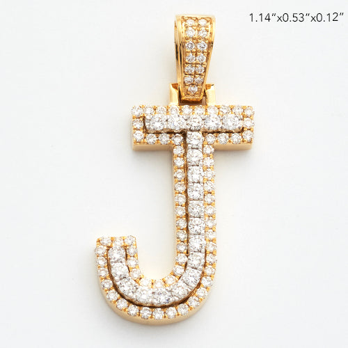 10KY 0.70CTW DIAMOND 3D TWO TONE LETTER PENDANT