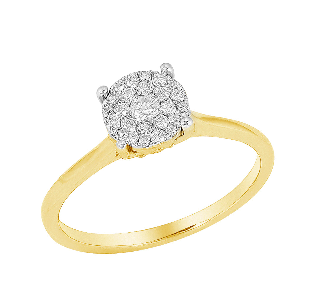 14KY 0.25CTW DIAMOND LUNA CLUSTER RING