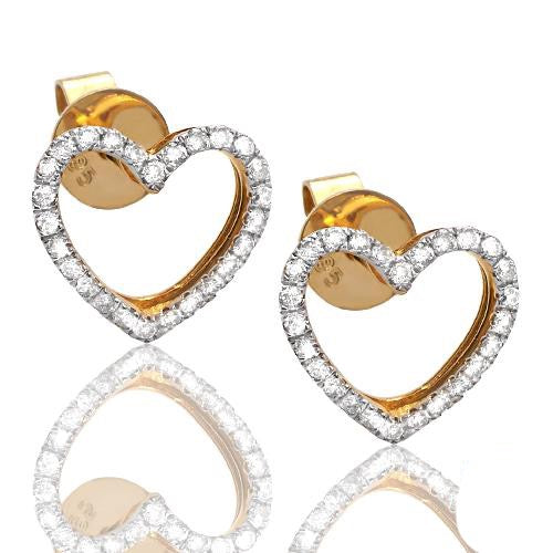 14KY 0.30CTW DIAMOND OPEN HEART EARRINGS