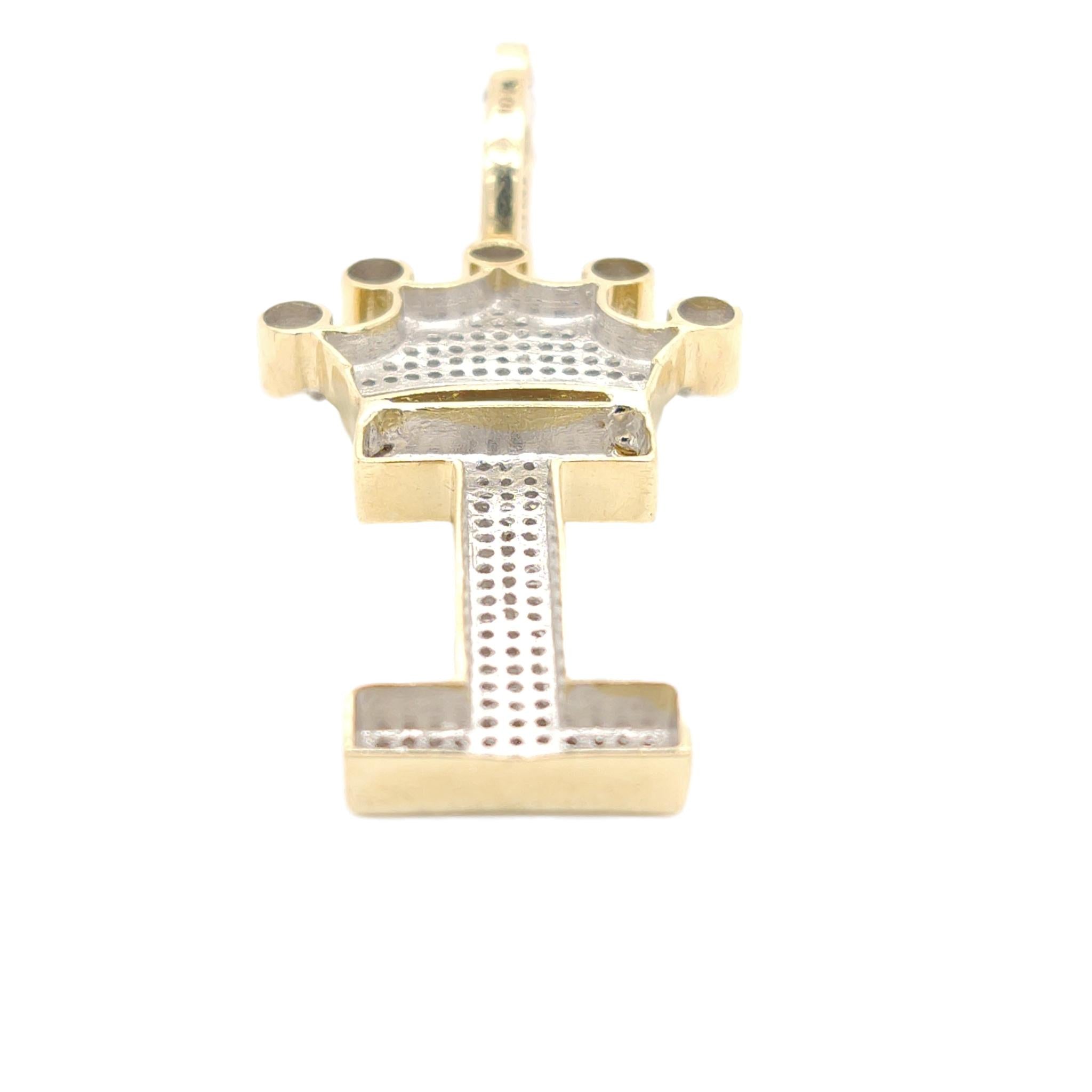 10K Yellow Gold Diamond I letter Charm