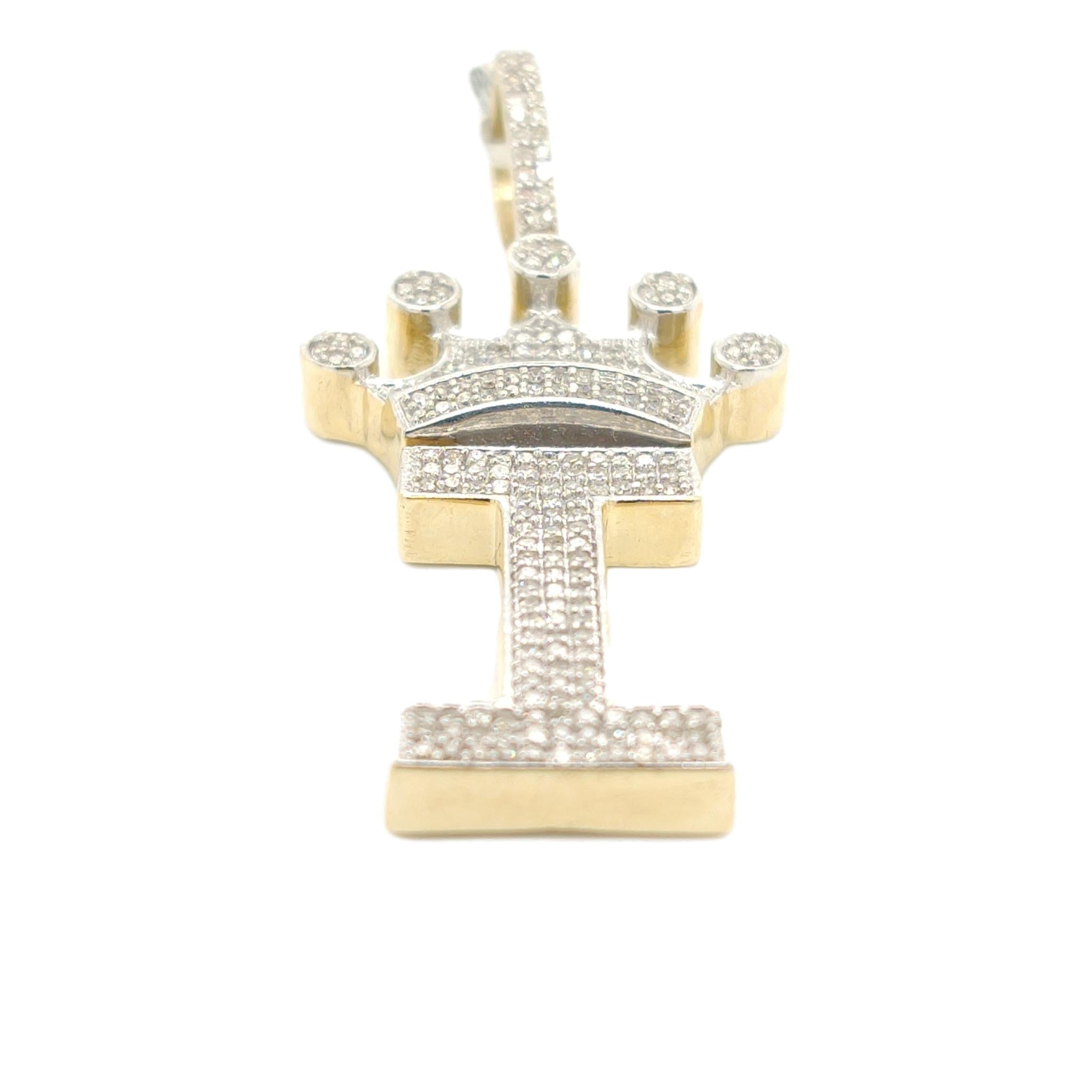 10K Yellow Gold Diamond I letter Charm