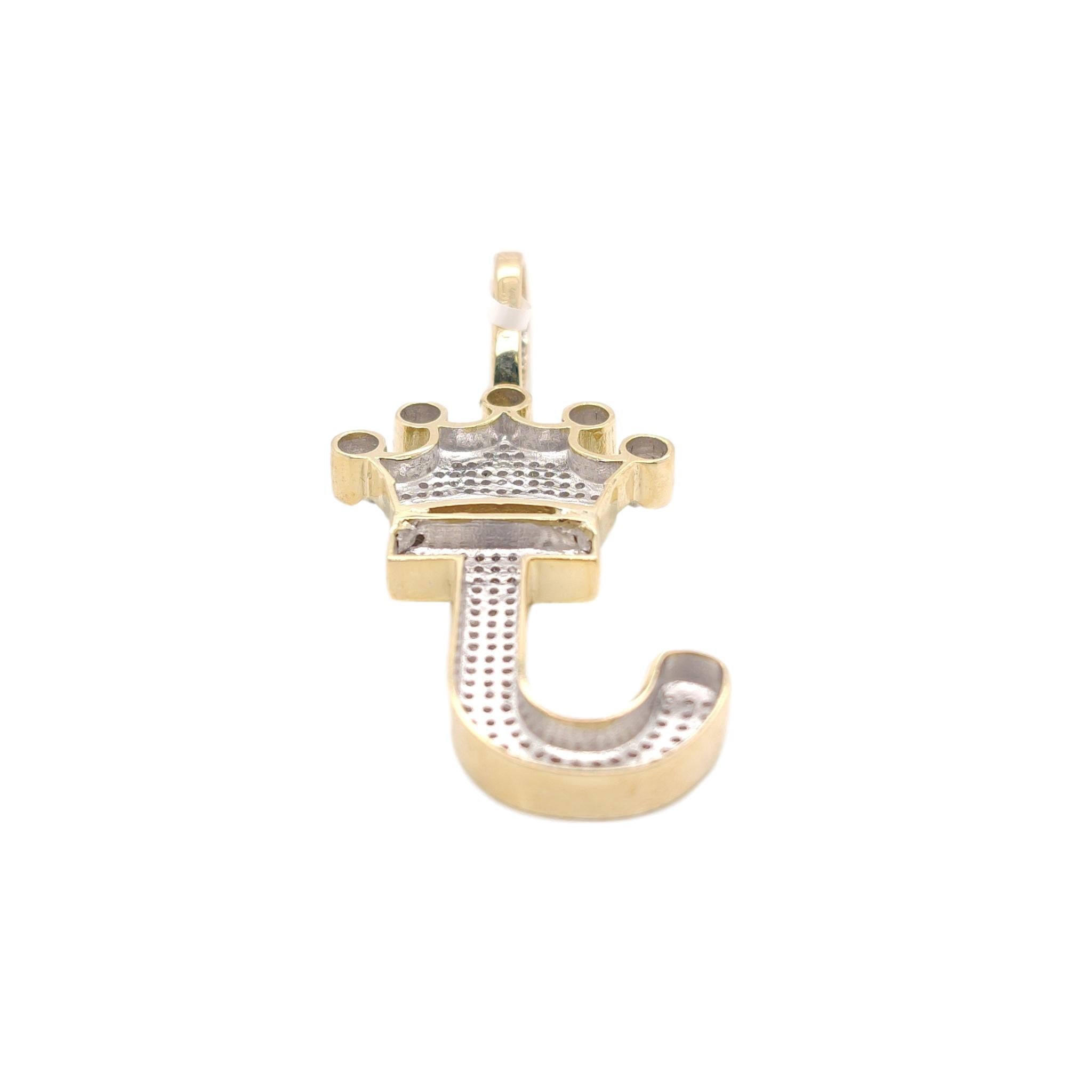 10K Yellow Gold Diamond J Letter Charm
