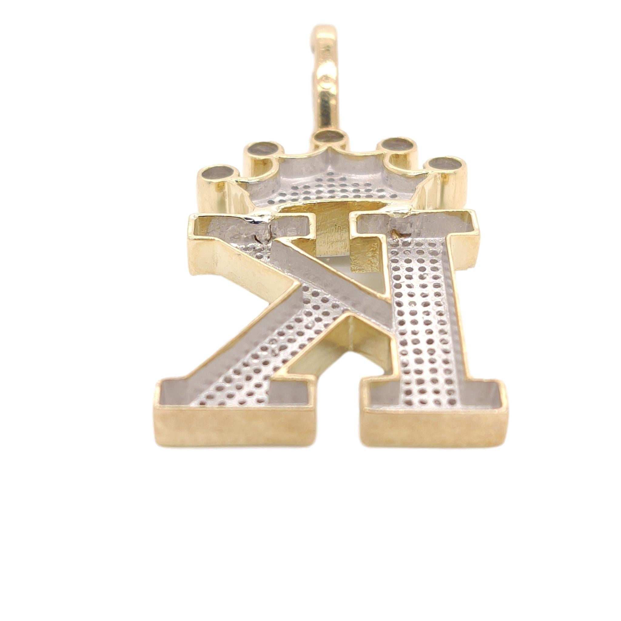 10K Yellow Gold Diamond K Letter Charm