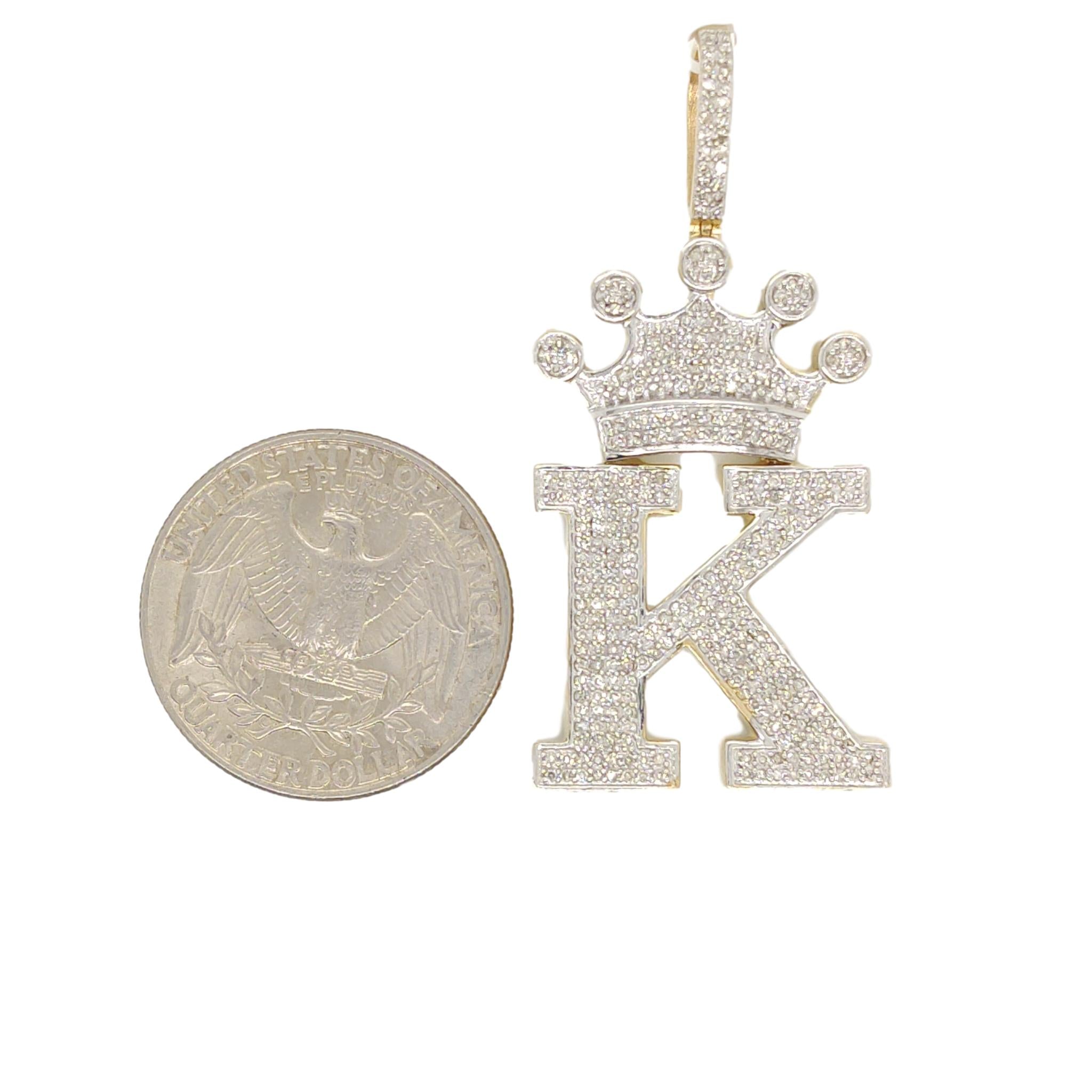 10K Yellow Gold Diamond K Letter Charm