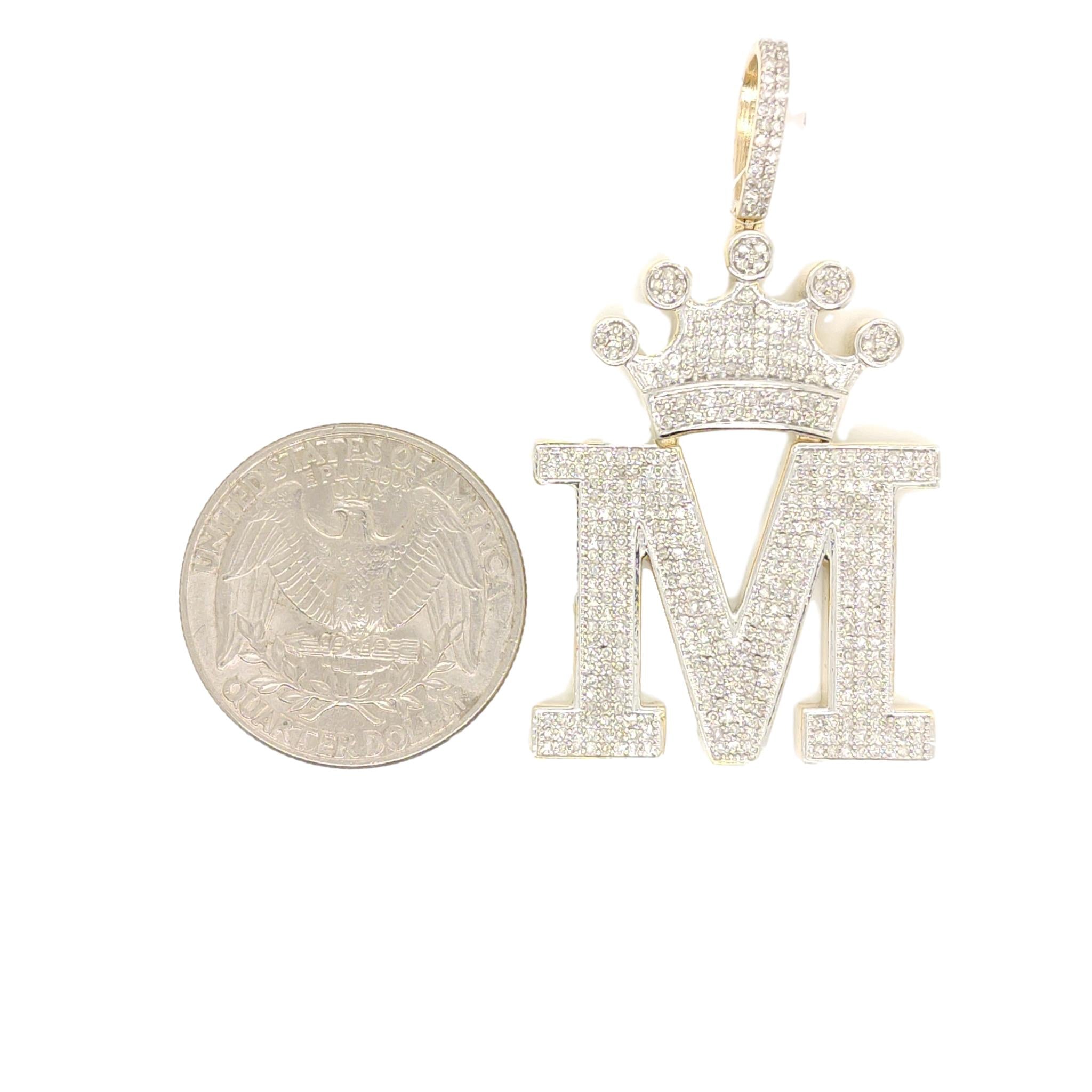 10K Yellow Gold Diamond M Letter Charm