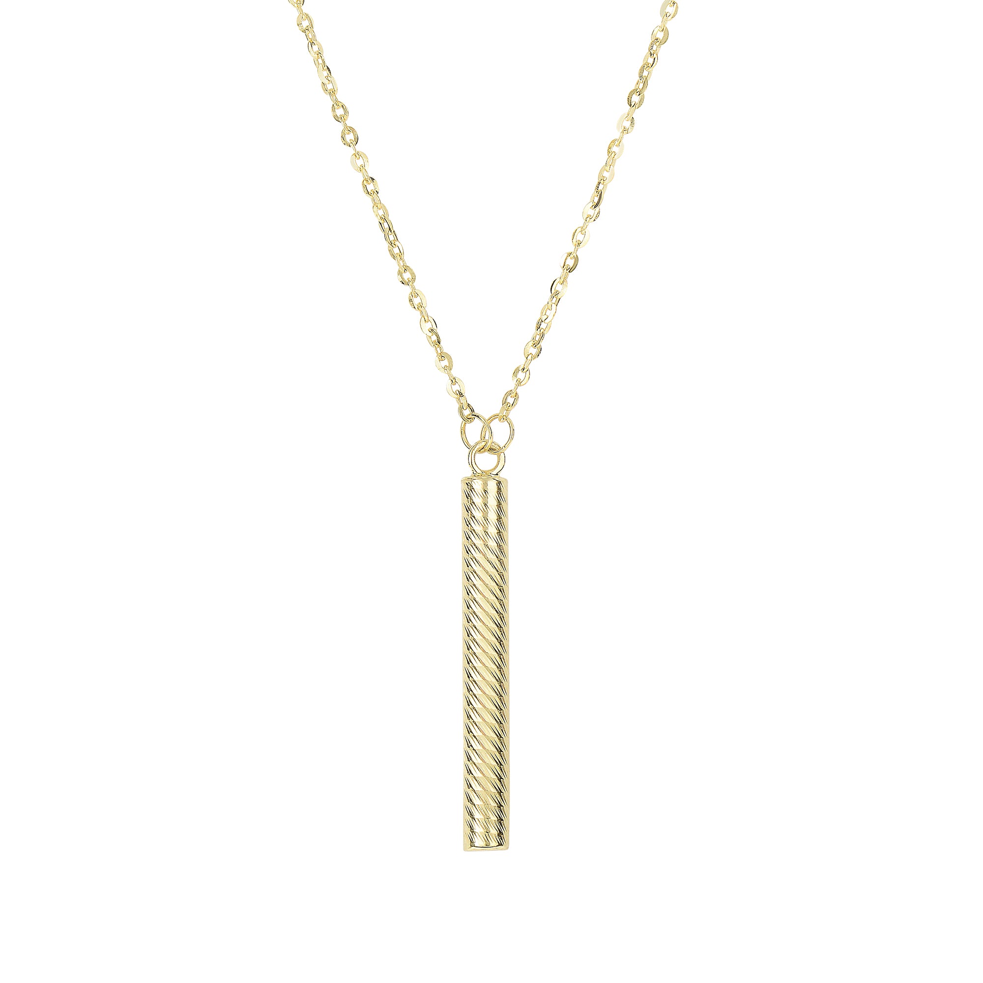 14K Gold Diamond Cut Drop Necklace