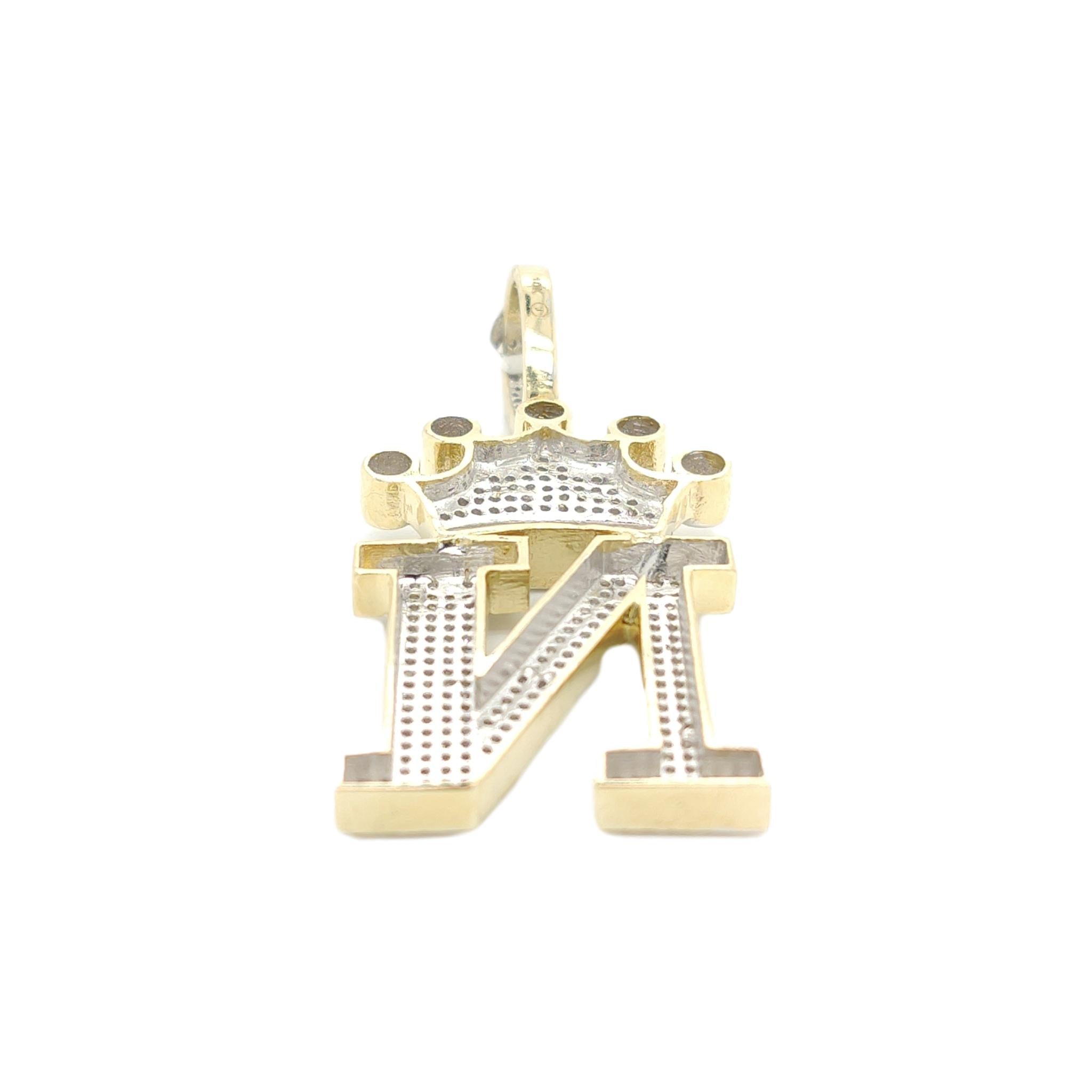 10K Yellow Gold Diamond N Letter Charm