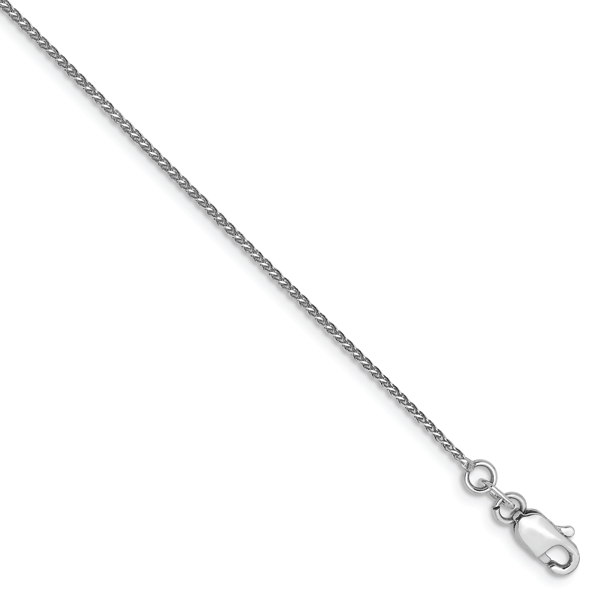 14k WG 1.0mm Spiga Diamond-cut Pendant Chain Anklet