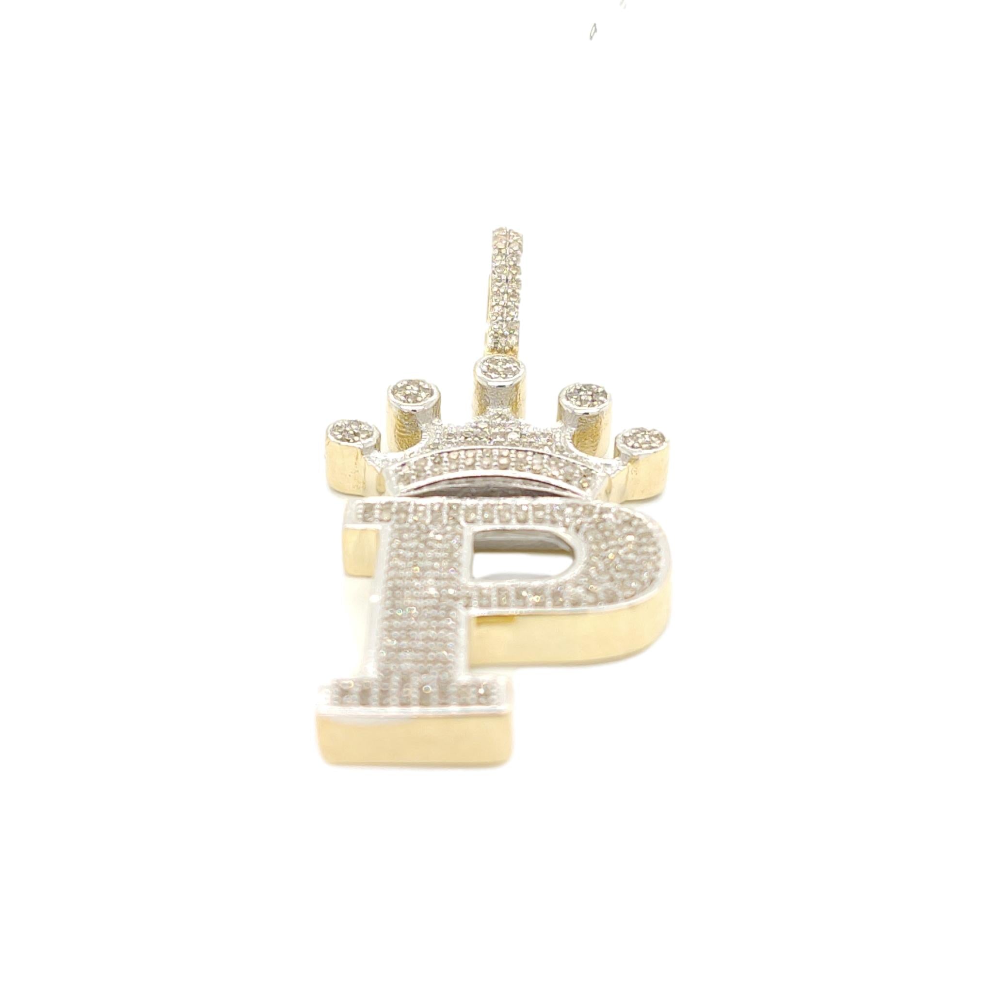 10K Yellow Gold Diamond P Letter Charm