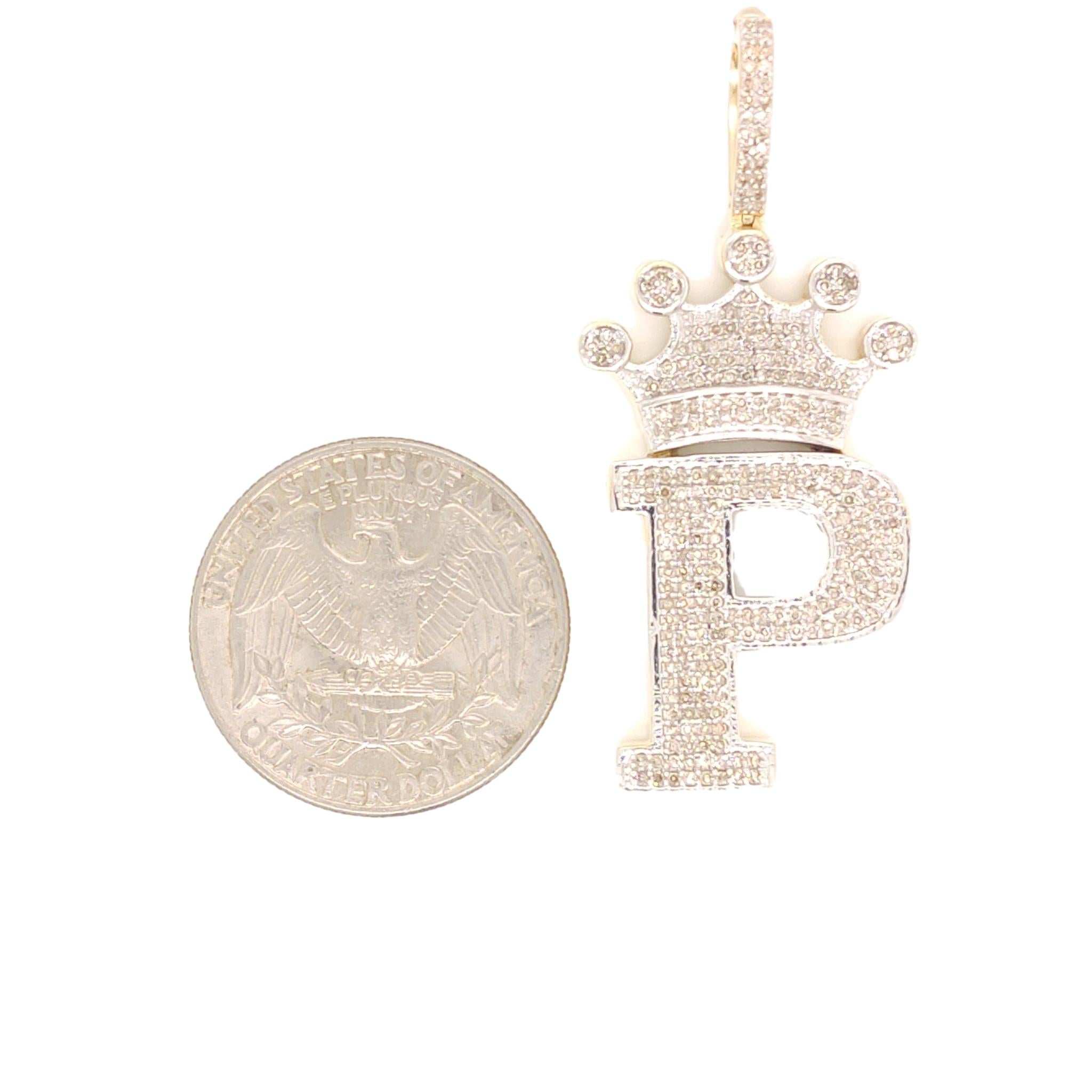 10K Yellow Gold Diamond P Letter Charm