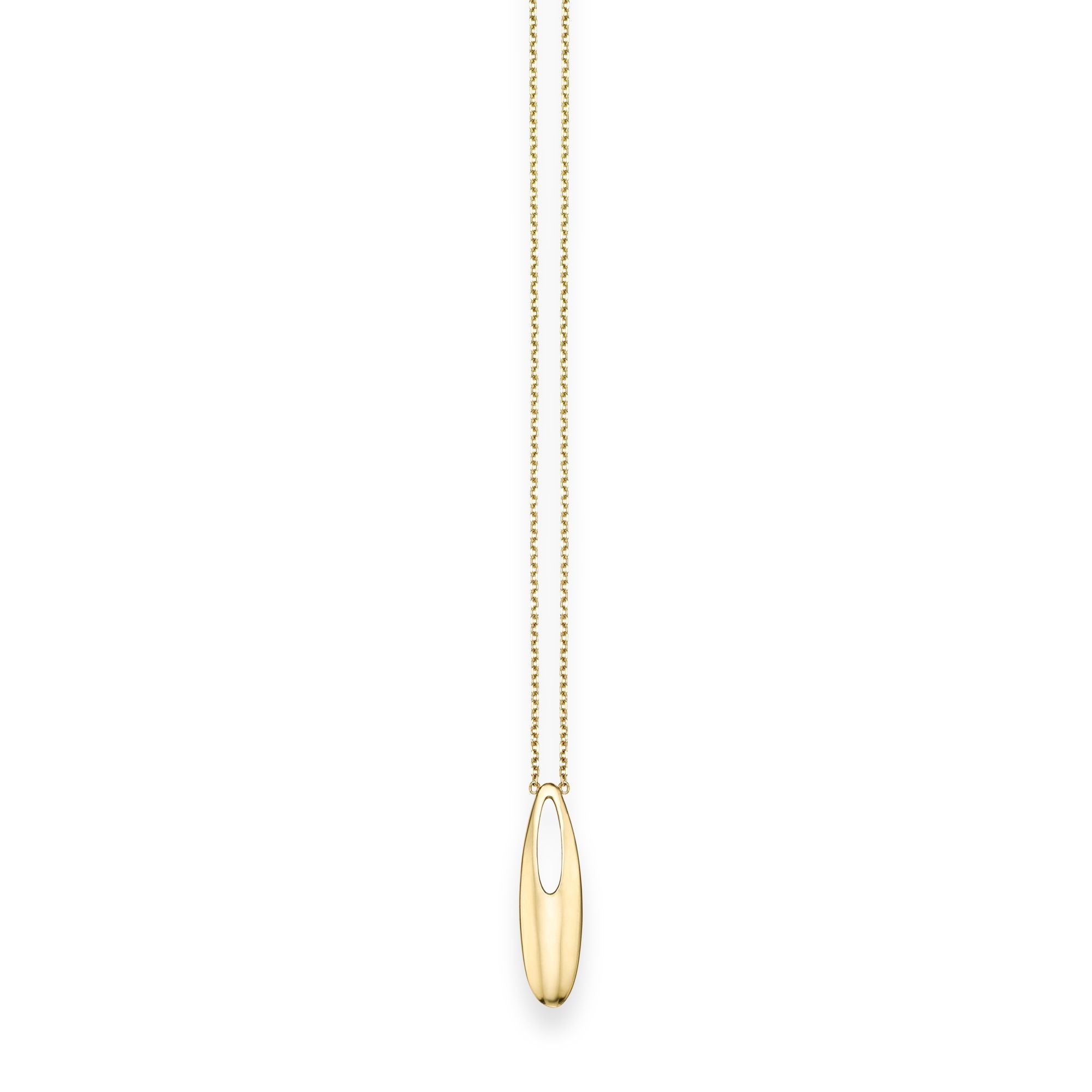 14K Gold Polished Open Oval Necklace