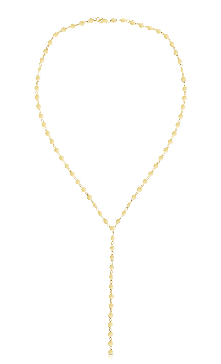 14K Gold Mirror Chain Lariat Necklace