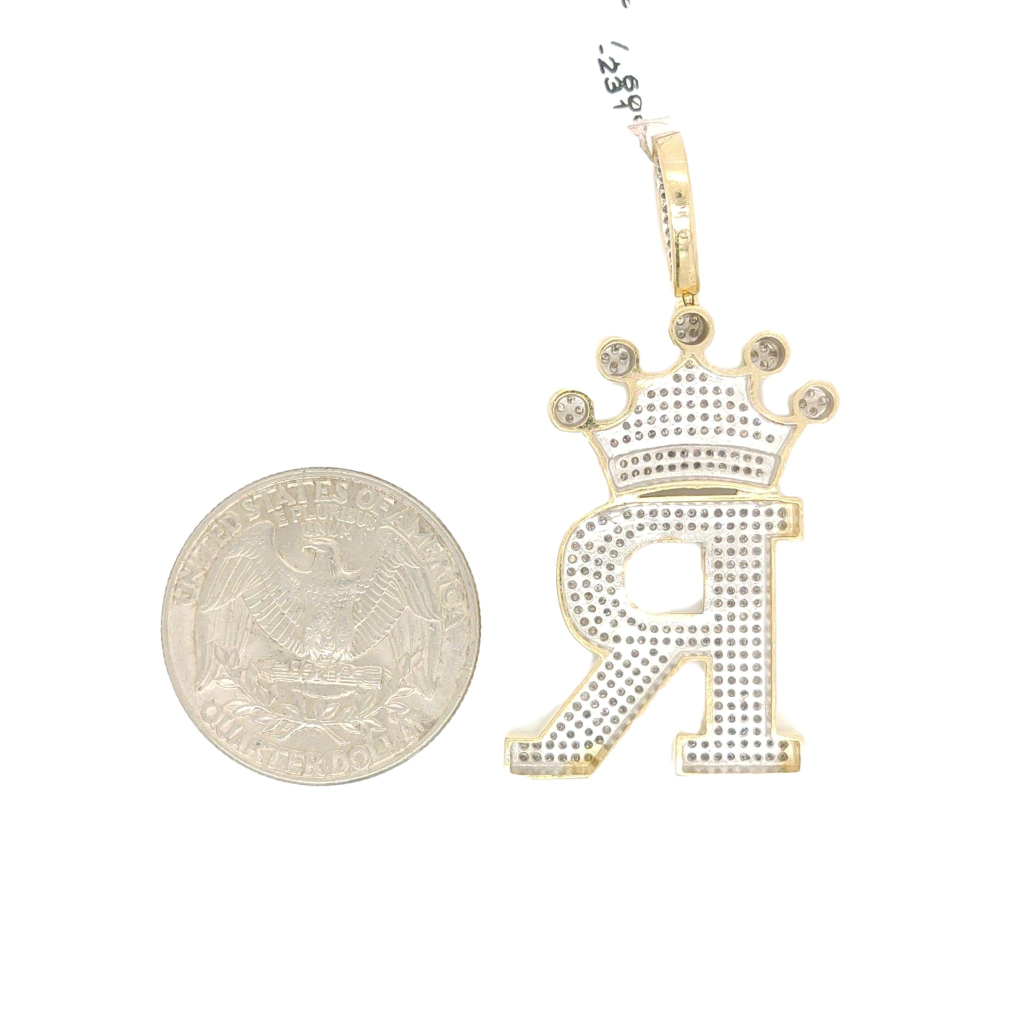 10K Yellow Gold Diamond R Letter Charm