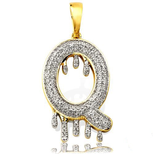 10KY 0.50CTW DRIPPING DIAMOND INITIAL PENDANT