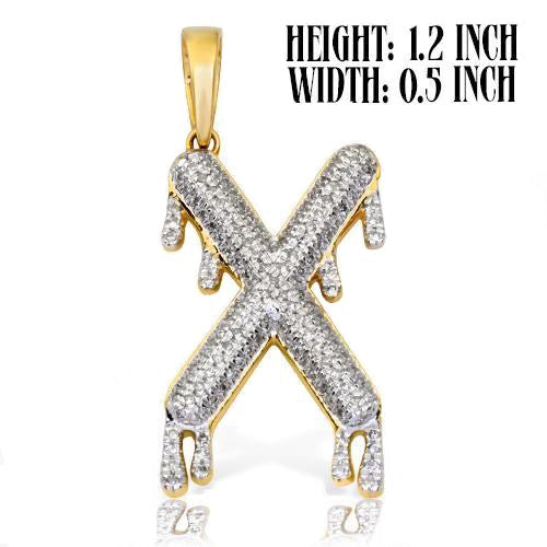 10KY 0.35CTW DIAMOND DRIPPING INITIAL PENDANT